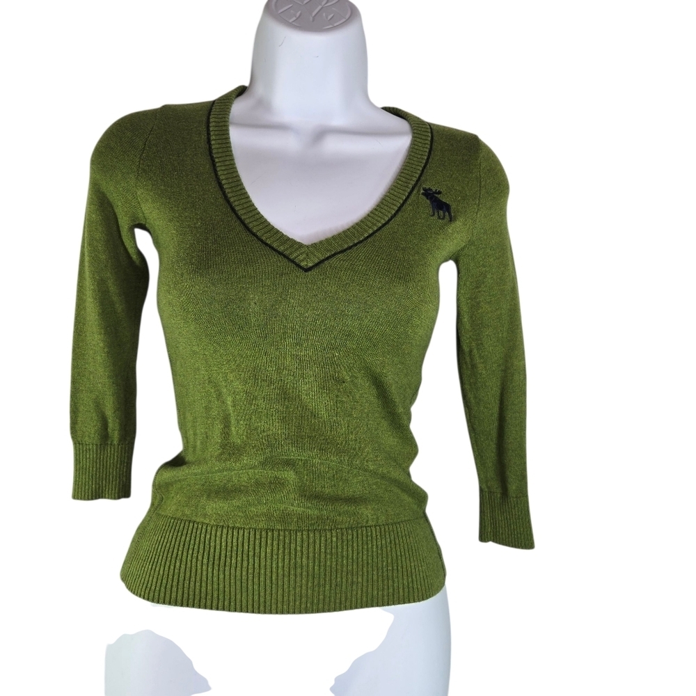 Abercrombie Kids Green Vneck Babydoll Sweater Small